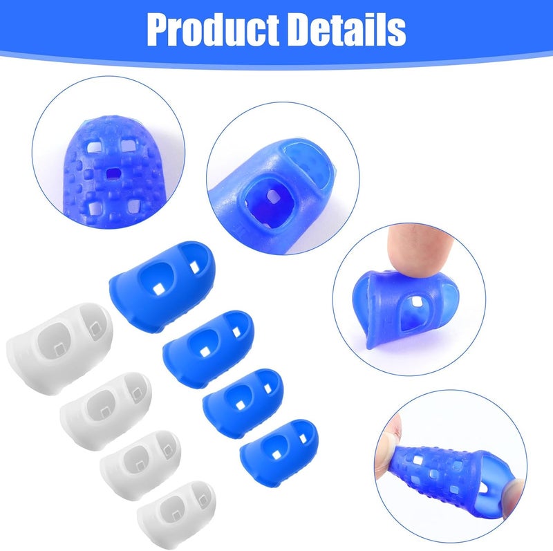 Fyntave 16 Pcs Thimbles for Hand Embroidery, Thumb Protectors 4 Size Silicone Thimble Fingertip Grips Rubber Pads Cover Breathable Pads Cover for Paper Sorting Money Counting Sewing Guitar Playing - Image 3